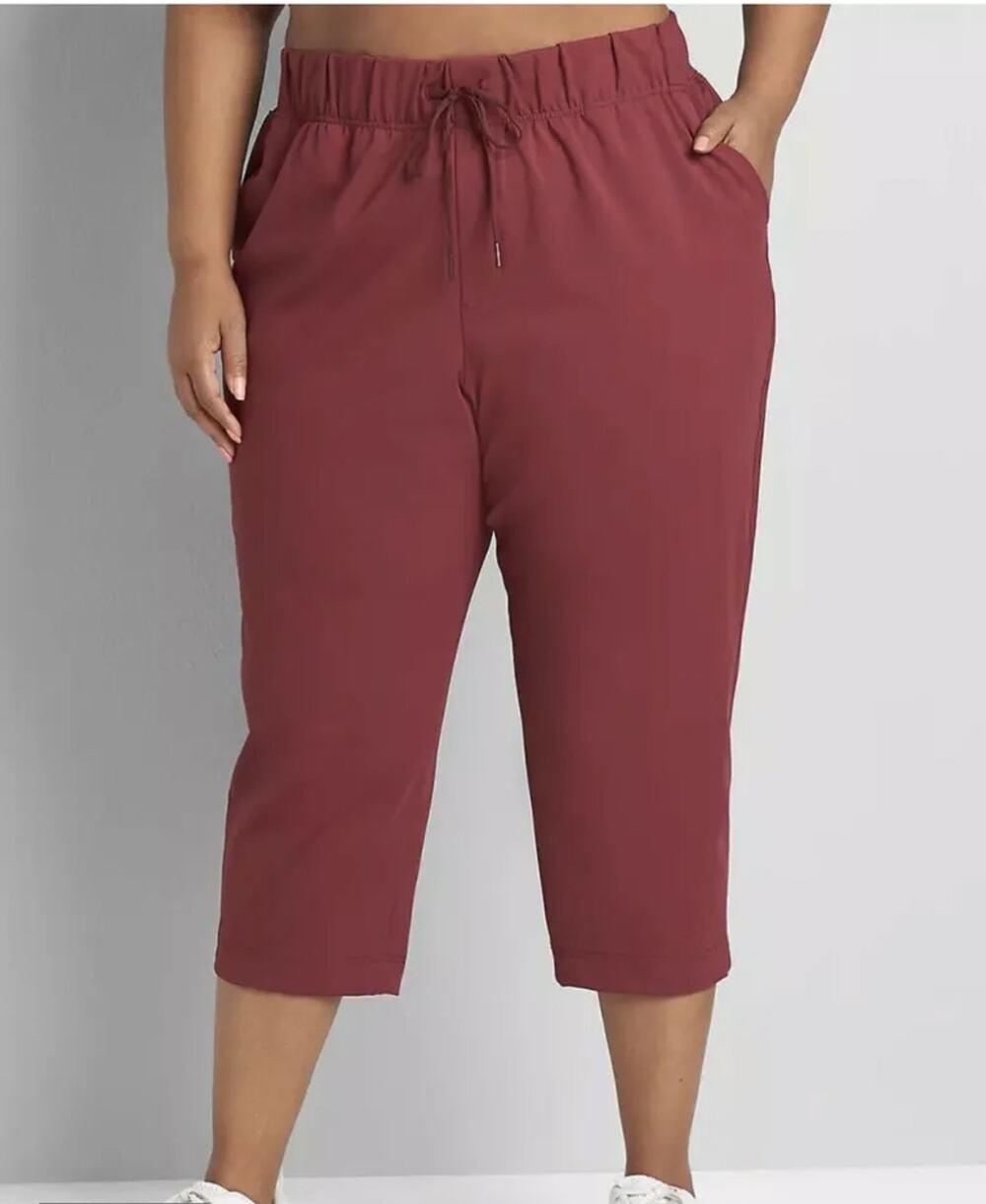 Livi Maroon/Red Capri Athletic Pant WMNS 18/20 Pull On Stretchy Yoga Gym Workout